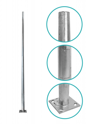 POSTEC-4M Poste Troncocónico de 4 metros, espesor de 3mm, Base de 250x250x12mm, sin Canastillo, Cono de 120/60mm
