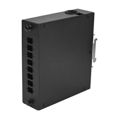 BOX-8DIN p/Riel-Din p/12-Mang req-Coplas NAP Caja IP20 Metalica Fibra Optica