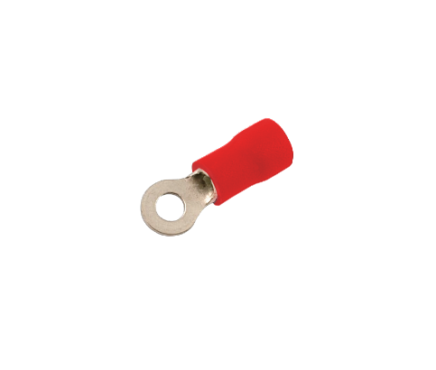 OJO-3215 Terminal tipo ojal de 3,2 mm para cable de 0,5 a 1,5 mm², paquete de 100 unidades, conector rojo con aislamiento de PVC
