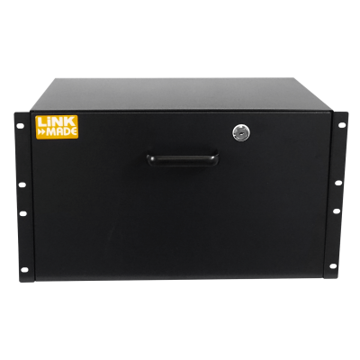 RAC-6U LINKMADE Bandeja porta-equipos 6U con cerradura color negro para armario rack altura 6 unidades profundidad 30cm