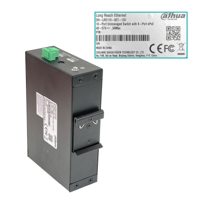 LR2110-8ET DAHUA Conmutador 8 Puertos 100Mbps PoE++ af/at/bt 1 Puerto 1000Mbps 1 Puerto SFP 120W Totales Riel DIN Incluye Fuente 54V