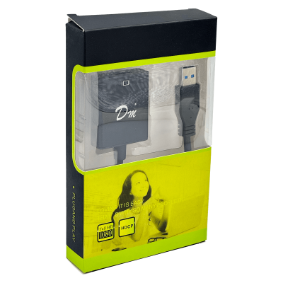 USB-HDMI USB-A-Macho USB3.0 HDMI-Hembra Adaptador Cable 10cm solo-PC 1080p