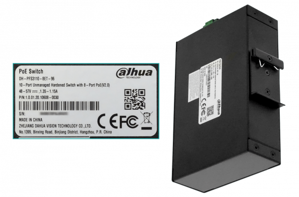 PFS3110-8ET-96 DAHUA Conmutador 8-100-PoE 96W-total Industrial 1-1000 1-SFP 30mm inc53V 10p