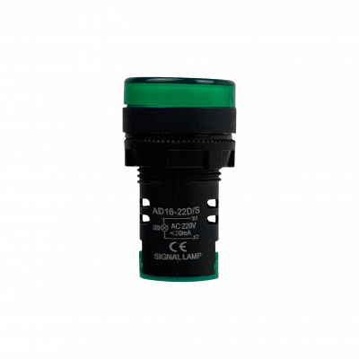 PILOTO-LED-V Verde Luz Piloto LED 220VAC 20mm-diametro 28mm-cabeza 51mm-altura