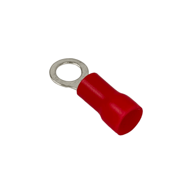 OJO-4315 Terminal Ojal de 4,3mm para cable 0,5-1,5mm², paquete de 100 unidades, conector rojo con aislamiento de PVC