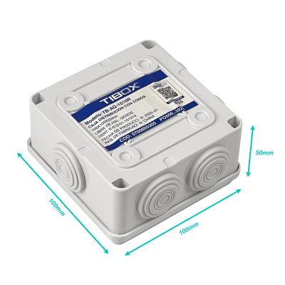 MTC-1 TIBOX Caja de Superficie Estanca IP55 Blanca 100x100x50mm con 7 Conos y 4 Tornillos AG1010R