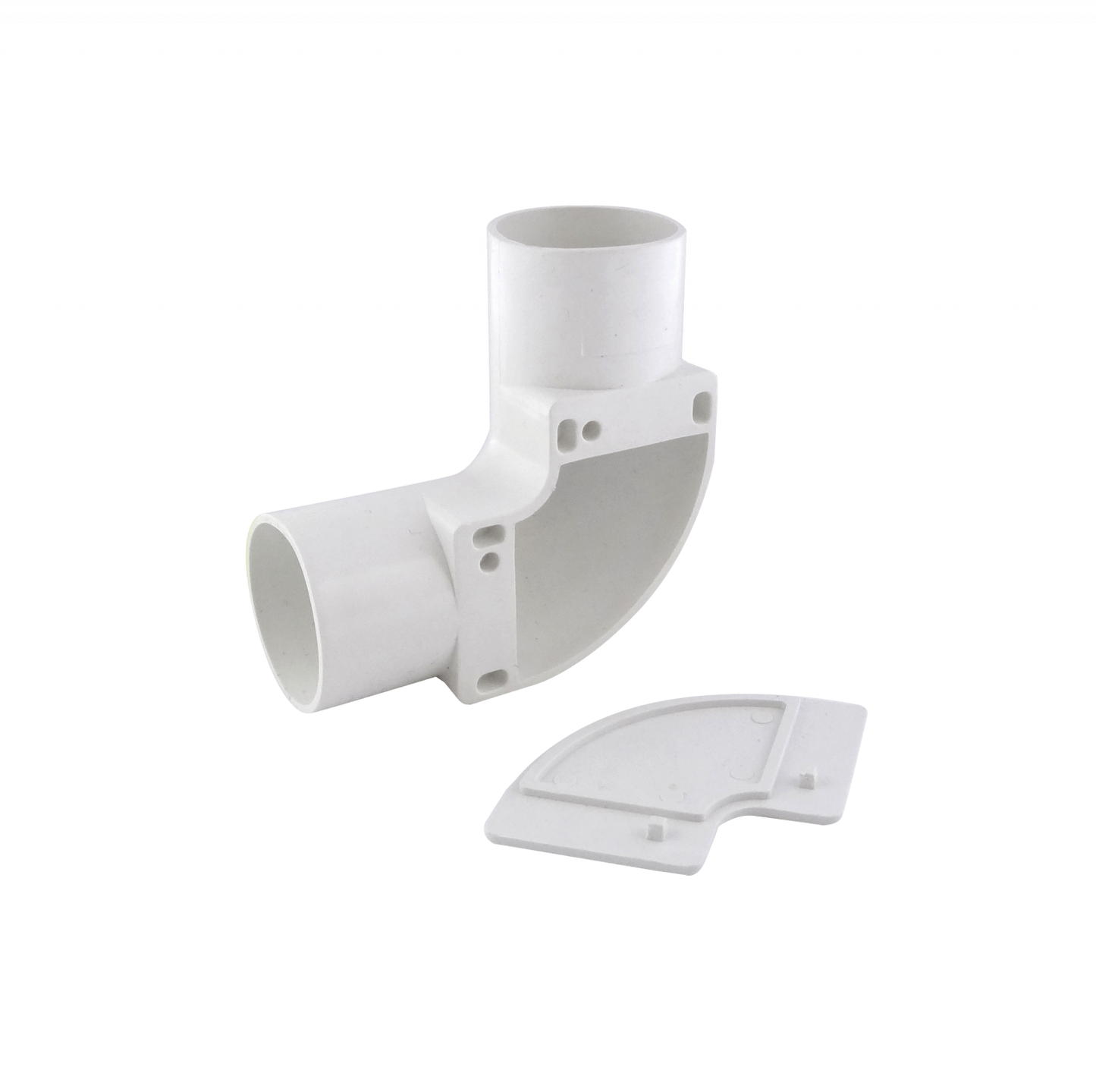 PVC25-CT Codo con tapa LINKCHIP de 25 mm para conducto de PVC blanco