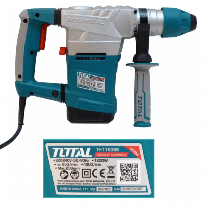 ROTO-18 TOTAL Martillo Perforador SDS Plus 1800W 850rpm Enchufe Schuko-16A TH118366