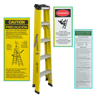 ESAF-405 Escalera de Tijera de Fibra de Vidrio de 5 Peldaños, Altura de 1.44m, Capacidad 140kg