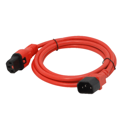 RCMC 1,8mt Rojo Macho-Hembra Conector Alimentación C13/C14 7A 3x0,82mm2 180cm