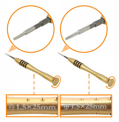 LLADORES-5T Y-0.8 T5 T6 Destornillador Plano-1.5 Phillips-1.5 Juego 5 Destornilladores 25mm Precisión Telecomunicaciones