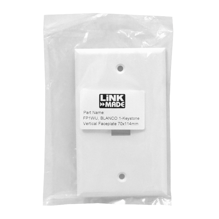 FP1WU Placa Frontal Blanca Vertical para 1 Keystone 70x114mm