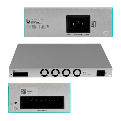 USW-PRO-MAX-48-POE UBIQUITI 16-2500 32-1000 PoE 720W-total 4-SFP+10G necesita-UniFi Conmutador Capa 3