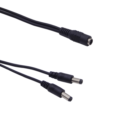 DCJ2P 1-DC-H a 2-DC-M Cable Separador 5,5x2,1mm Longitud11mm 22cm+22cm Negro