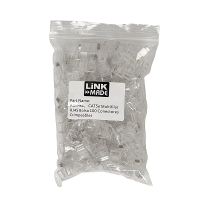 RJM-BC CAT5e Cable Multihilo RJ45 Bolsa 100 Conectores para Crimpar