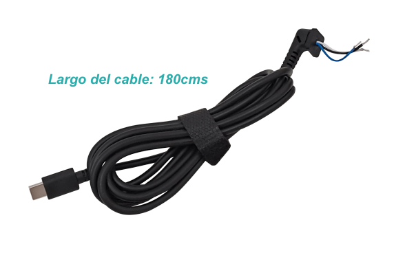 CABLE-C Cable para técnicos USB-C Tipo C de 180cm, 3 conductores DC, compatible con carga de 45 a 65W