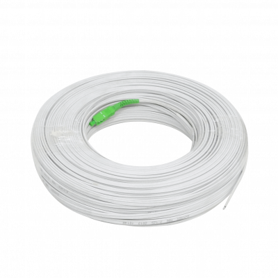 JQSA-100 Blanco Cable Bajante 100mt SC/APC Monomodo SM SX Pigtail Fibra Óptica G652D