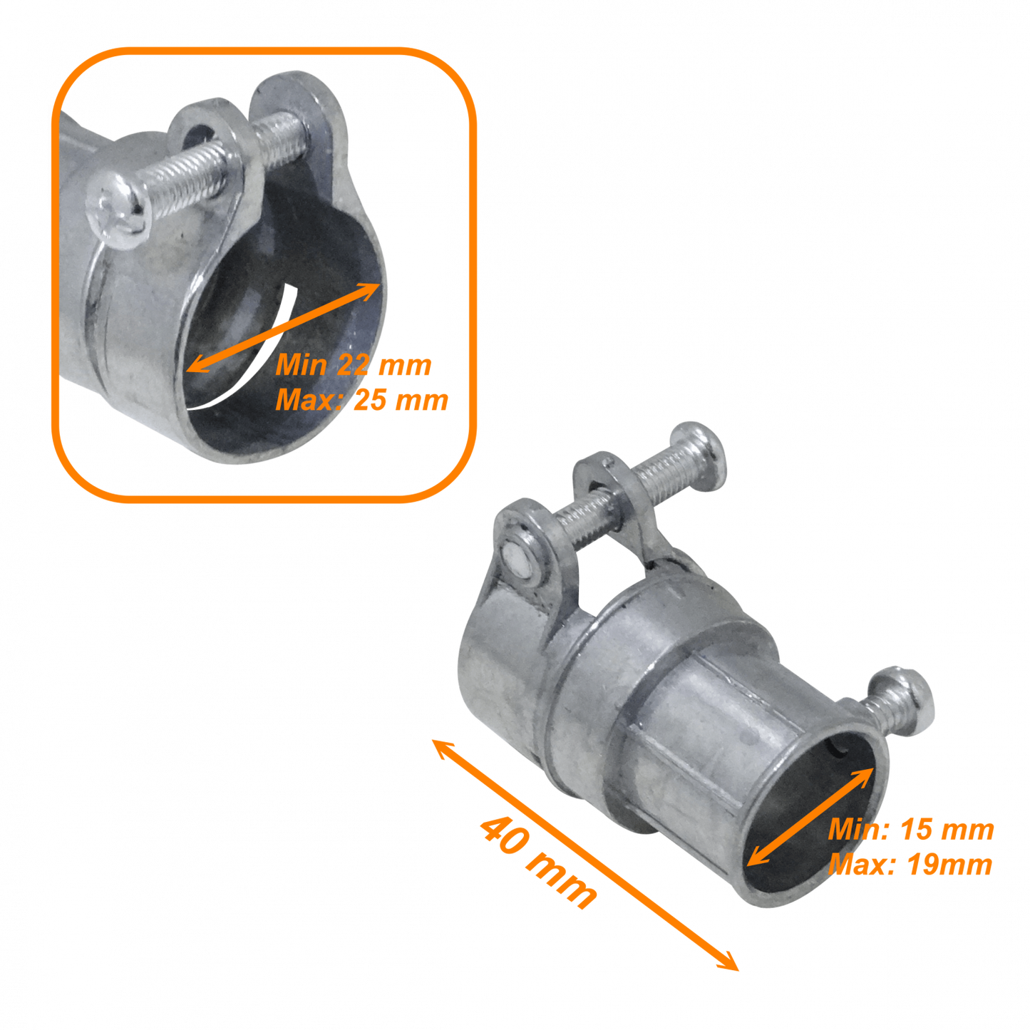 MEMT12P 1/2-Pulgada Conector EMT a Tubería Flexible Adaptador Metálico 15-19/22-25mm