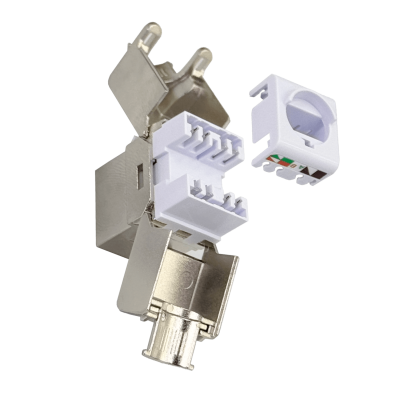 KJAU UI 1u Cat6A STP FTP Blindado Punchab Metal RJ45 UACC-KEYSTONE-JACK-C6A