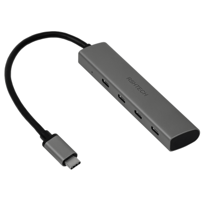 HUB-USBC4 Hub Type-C 10gbps 1-USB-CM 4-USB-CH Aluminio Cable-15cm UCH803