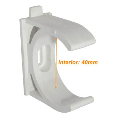 PVC40-A LINKCHIP 40mm Soporte Fijacion Abrazadera p/Tubo PVC Blanco Tornillo