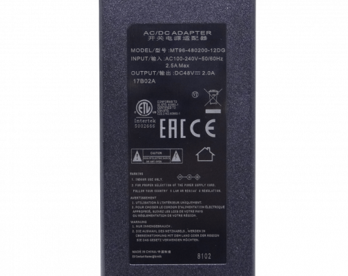 F48-W96 MIKROTIK Adaptador de alimentación de 48 VCC y 96 W (2,0 A), conector tipo plug de 5,5 x 2,1 mm, modelo 48V2A96W, necesita cable de conexión eléctrica.
