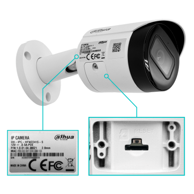 2241SP DAHUA Bala 2MP fijo-2,8mm SMD 30mt PoE IP67 WizSense MicroSD Camara IP