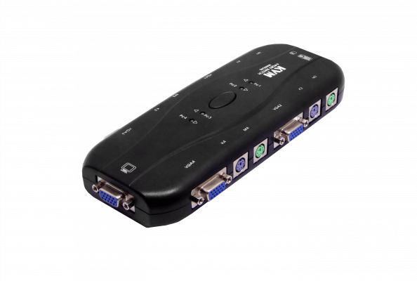 KVM-K04S KVM 4-PS2-VGA requiere-Cables no-inc-Fuente-Poder/5-9VDC/100mA