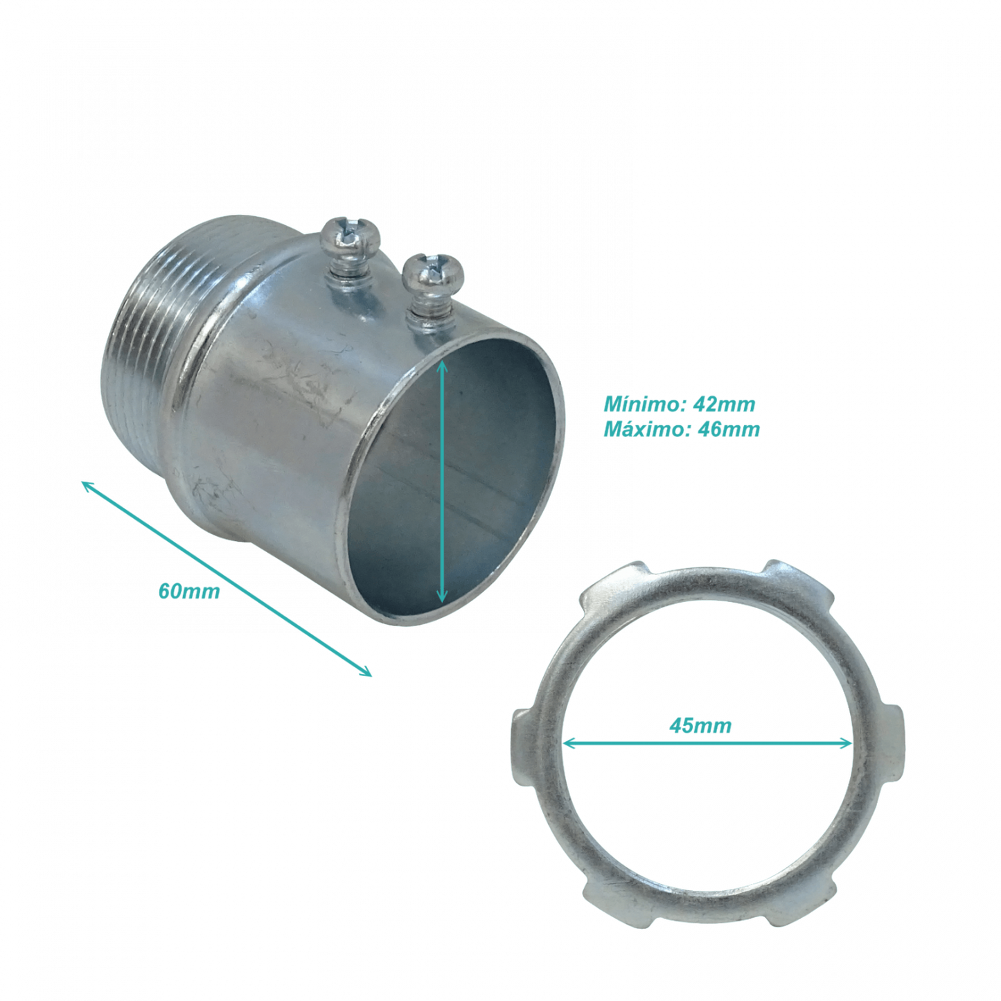 EMT15-ASA Tubo 1-1/2-Pulgadas Acero Galvanizado Accesorio Caja con Guía para Tubería Rígida Metálica