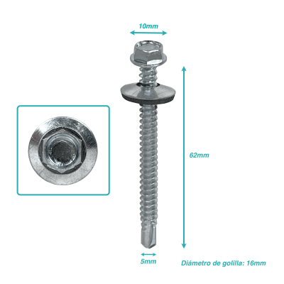 BA12-25 Hexagonal-8mm 50unidades 12x2 1/2 Longitud-64mm Cincado Tornillo Autotaladrante 2,5pulgadas