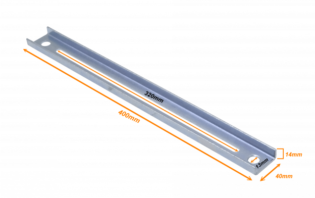 CCA-40A 40cm 2-Piezas Perfil Metálico Ranurado en Barra Soporte para CC-240 400x40x14mm