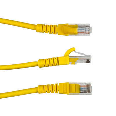 CPM-03-4. LINKMADE 4 Unidades 30cm Cable de Interconexión Cat5E Amarillo LSZH Inyección Moldeada Conductores Múltiples