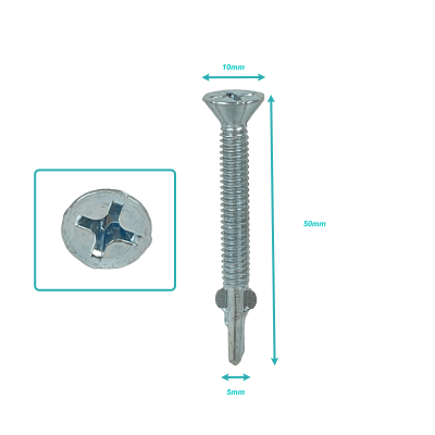 YUW6-12 Tornillo Autotaladrante Winger 100ud 12-24x2-pulgadas Longitud45mm 652225001