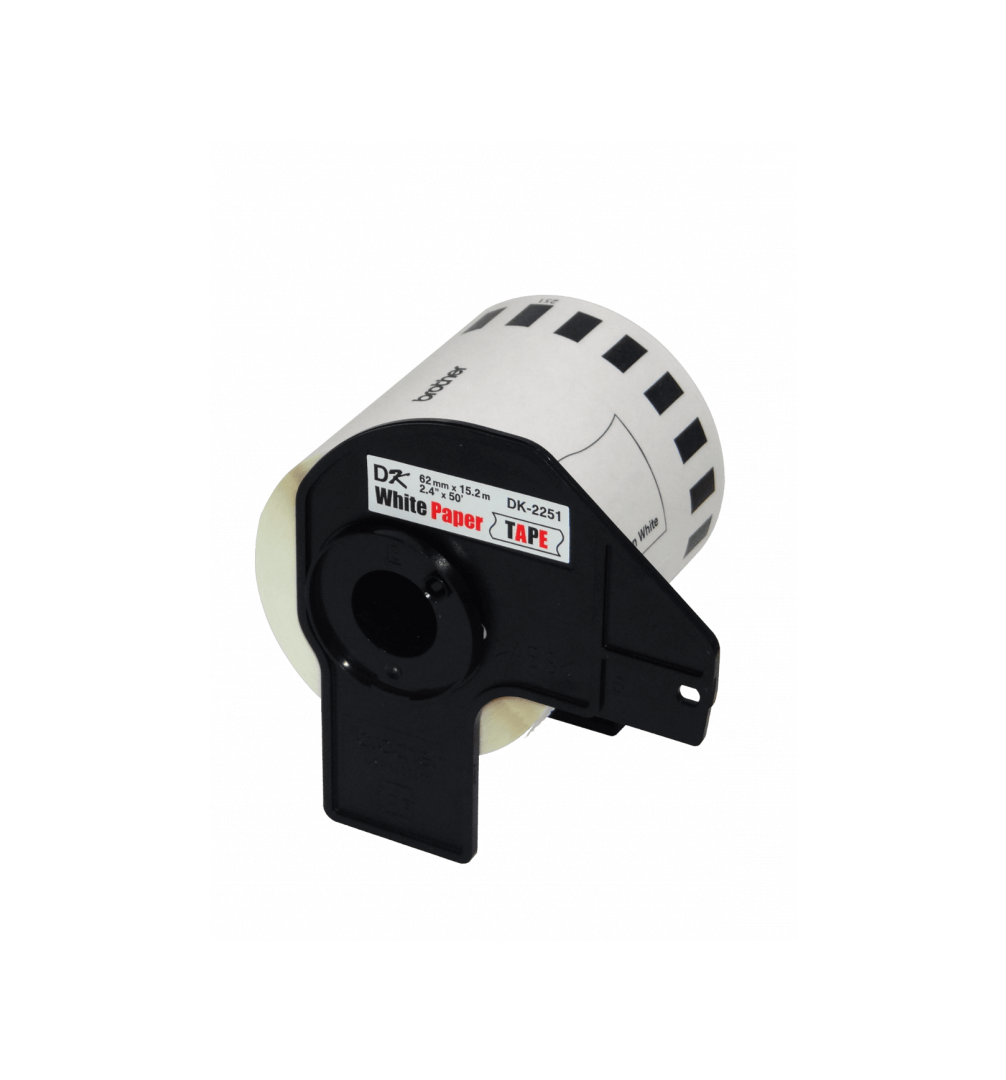 DK2251 BROTHER Rollo continuo adhesivo de 62mm x 15,2m Negro/Rojo sobre Blanco para impresora QL