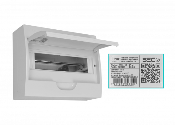 CADIN-12S LEXO Tablero de Superficie LSZH para 12 Módulos con Riel DIN IP41 IK08 5399112