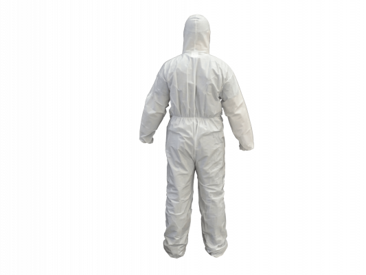 BUZO-XL Talla-XL Overol Protector Blanco Polipropileno con Cremallera y Capucha