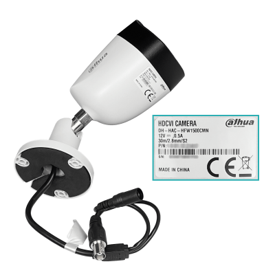 1500CMN. DAHUA 2,8mm Alcance IR30m Videocámara HDCVI Tipo Bala Convencional 5MP IP67 HFW1500-0280B