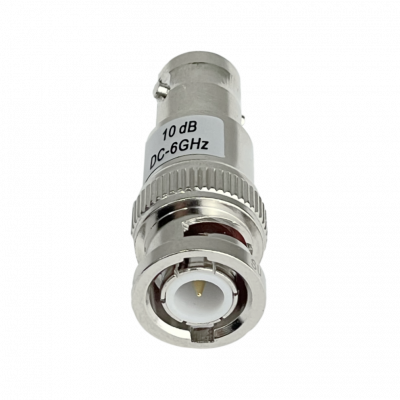 ATB-10 Atenuador de RF BNC de 10dB con rango de frecuencia de 0 a 6GHz, conector BNC Macho a BNC Hembra, acople para DC hasta 6GHz