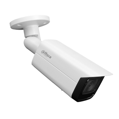 HFW5541. DAHUA Cámara Tipo Bala 5MP lente fijo 3,6mm certificación IP67 alimentación PoE alcance iluminación infrarroja 80 metros compresión H.264 Cámara IP con inteligencia WizSense conector TP