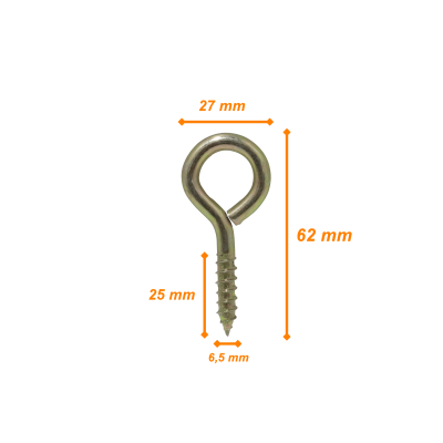 CANC-C27 12-piezas 1/2pulg Cuerda-6,5x25mm argolla-27mm-Cerrada 62mm-Largo-Total