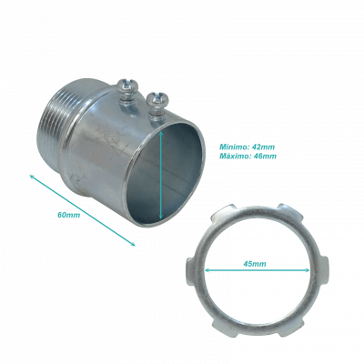 EMT15-ASA Tubo 1-1/2-Pulgadas Acero Galvanizado Accesorio Caja con Guía para Tubería Rígida Metálica