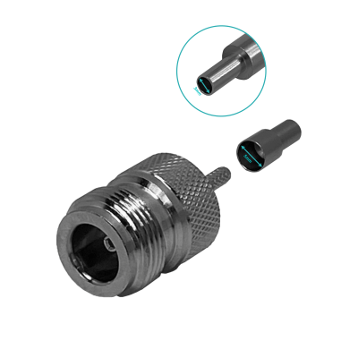 NH1C Conector Hembra tipo N para cable RG316, crimpeable, compatible con CA100 y RG174