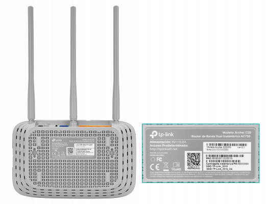 C20 TP-LINK Router Doble Banda AC750 (5GHz/2,4GHz) con velocidades de 433/300mbps, tres antenas fijas, cuatro puertos LAN 100Mbps y un puerto WAN