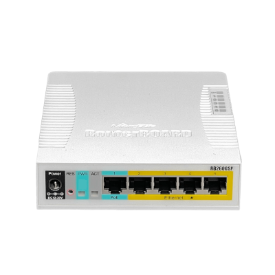 RB260GSP MIKROTIK 5-1000-(4-PoE/9-28VDC) 1-SFP SwOS VLAN Conmutador Administrable sin bastidor