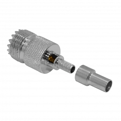 UH2C Conector UHF-Hembra para LMR195 PL259 Crimpable y Soldable CA195 PL-259