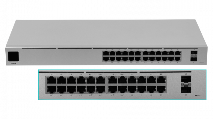 USW-24-POE UBIQUITI Conmutador 95W-total 24-1000-16PoE/48af/52at 2-SFP requiere-UniFi