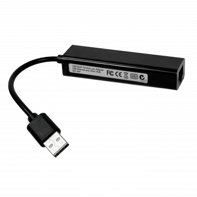 GENLANHUB ULINK Negro Adaptador Hub Multipuerto 1-USB2.0 a 1-LAN-RJ45-Ethernet 10/100Mbps y 3-USB2.0
