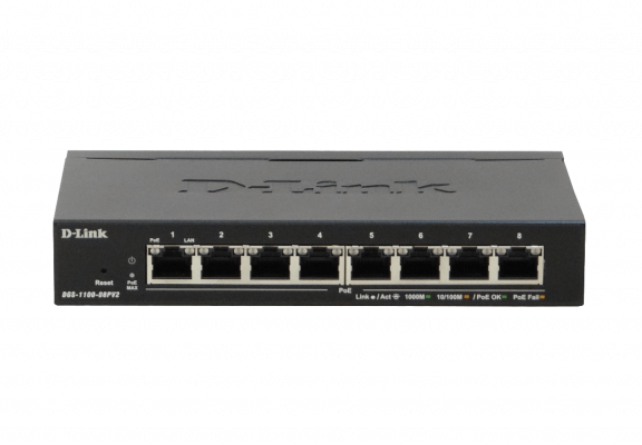 DGS-1100-08PV2 D-LINK requiere-Cable 8-1000-PoE48V-af 64W-total Switch Administrable incl-54V-85W