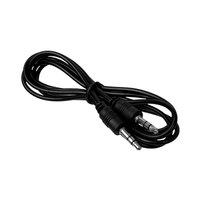 AUDIO-1.2M. Conector de audio estéreo tipo plug 3,5mm macho-macho, longitud total 1,2 metros, compatible con sistemas telefónicos 1/8 de pulgada
