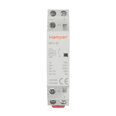 CONTA-25 HAMPER 25A Contactor Monofásico Carril DIN 230/400V 1 Contacto NA IP20 Homologado SEC